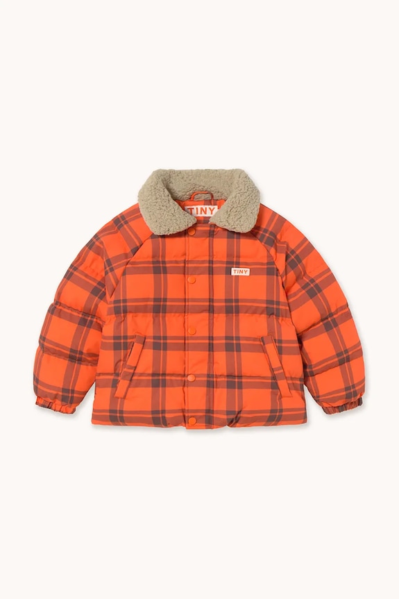 Tinycottons kurtka dziecięca CHECK PADDED JACKET AW25.145 pomarańczowy AW25
