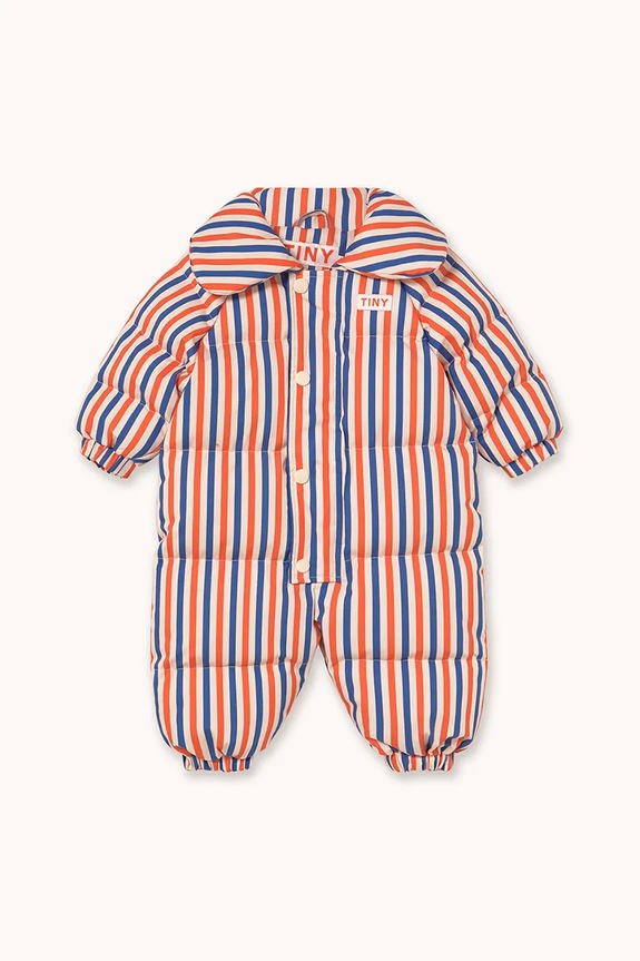 Tinycottons combinezon bebe STRIPES PADDED OVERALL cu captuseala portocaliu AW25.148