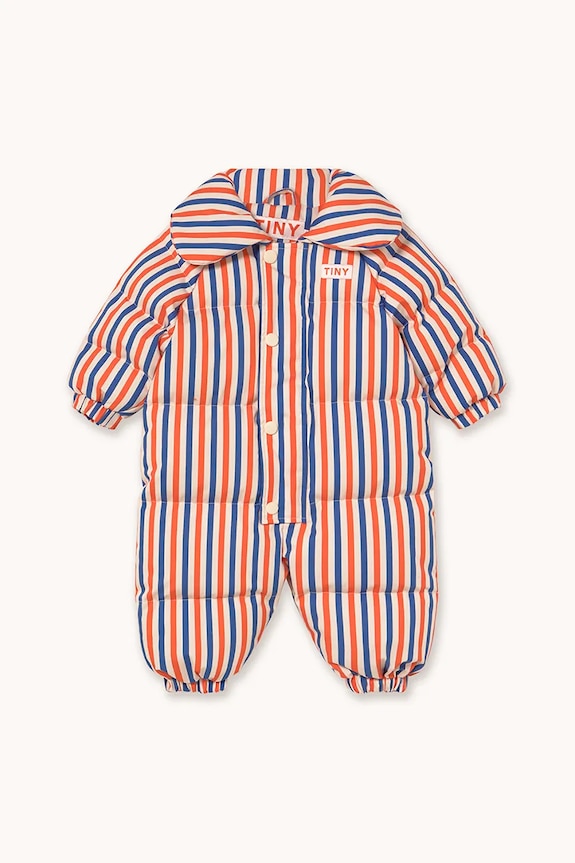 Tinycottons combinezon bebe STRIPES PADDED OVERALL cu captuseala portocaliu AW25.148