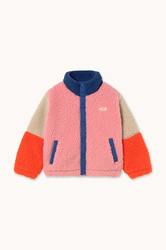 Tinycottons kurtka dziecięca COLOR BLOCK POLAR SHERPA JACKET AW25.360 granatowy AW25
