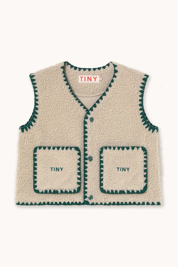 Tinycottons vestă copii SHERPA VEST AW25.381 bej AW25
