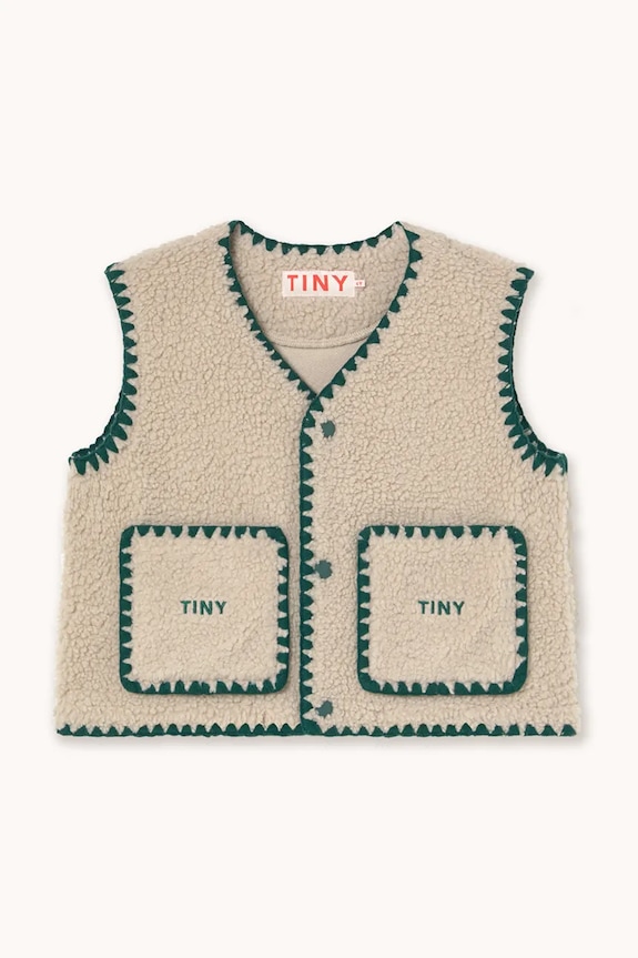 Tinycottons vestă copii SHERPA VEST AW25.381 bej AW25