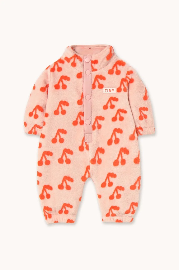 Overal pre bábätká Tinycottons CHERRIES POLAR ONE-PIECE zateplené oranžová AW25.570