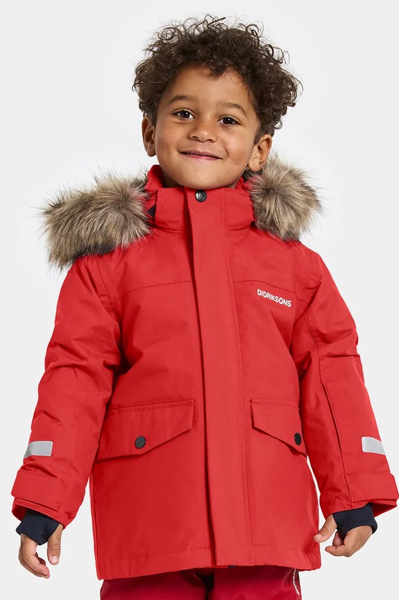 Didriksons gyerek dzseki BJÄRVEN KIDS PARKA 4 enyhén szigetelt piros 505991.9BYA