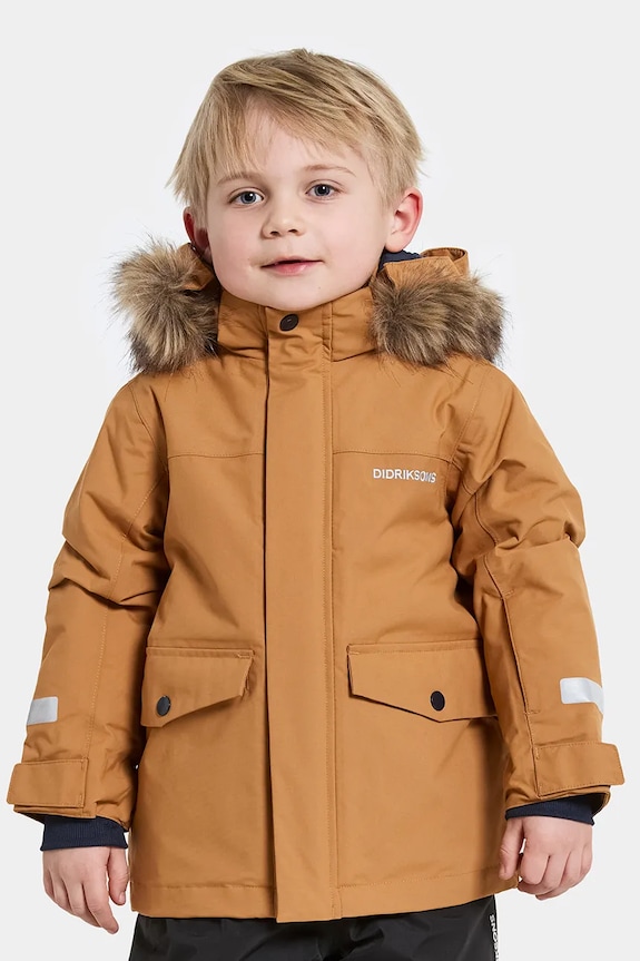 Didriksons gyerek dzseki BJÄRVEN KIDS PARKA 4 enyhén szigetelt barna 505991.9BYA