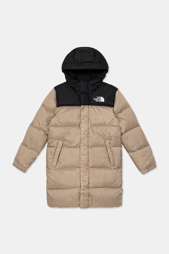 Dětská péřová bunda The North Face TEEN NUPTSE LONG PARKA s podšívkou zelená NF0A88UFBOX1