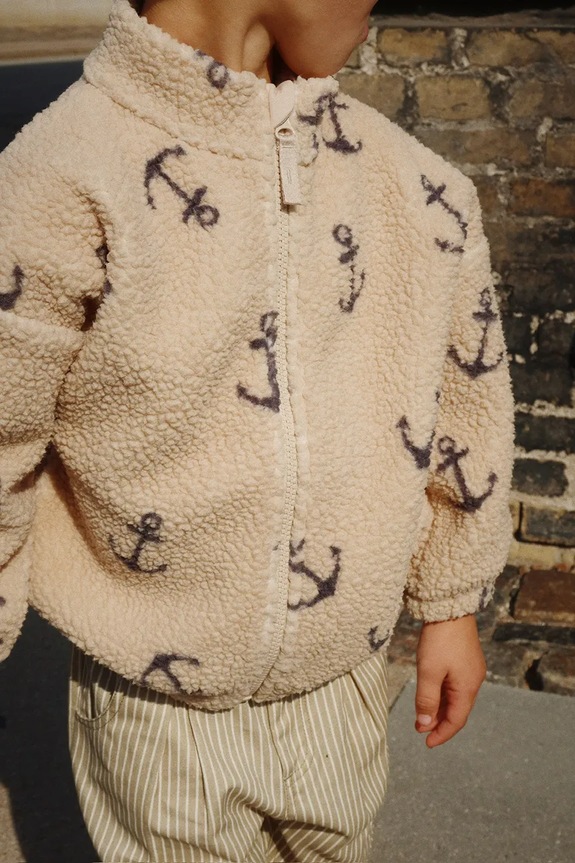 Konges Sløjd hanorac din polar copii JODY TEDDY JACKET GRS cu captuseala bej KS103479.9BYA