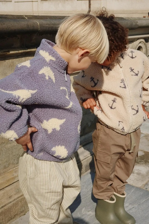 Konges Sløjd bluza polarowa dziecięca JODY TEDDY JACKET GRS bez kaptura niebieski KS103479.9BYA