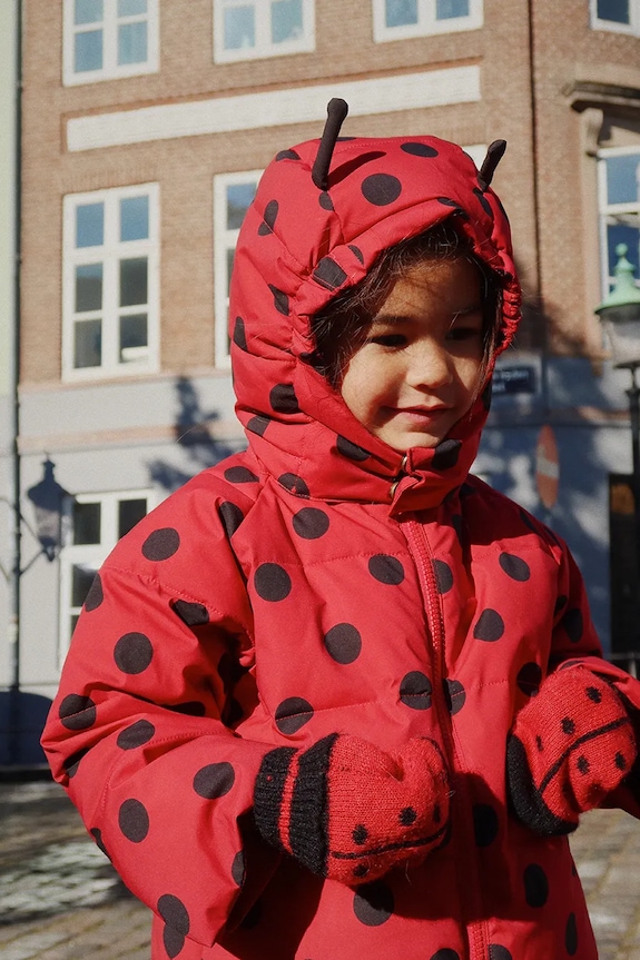 Dětská nepromokavá bunda Konges Sløjd NUKA LADYBUG JACKET GRS s podšívkou červená KS103524.9BYA