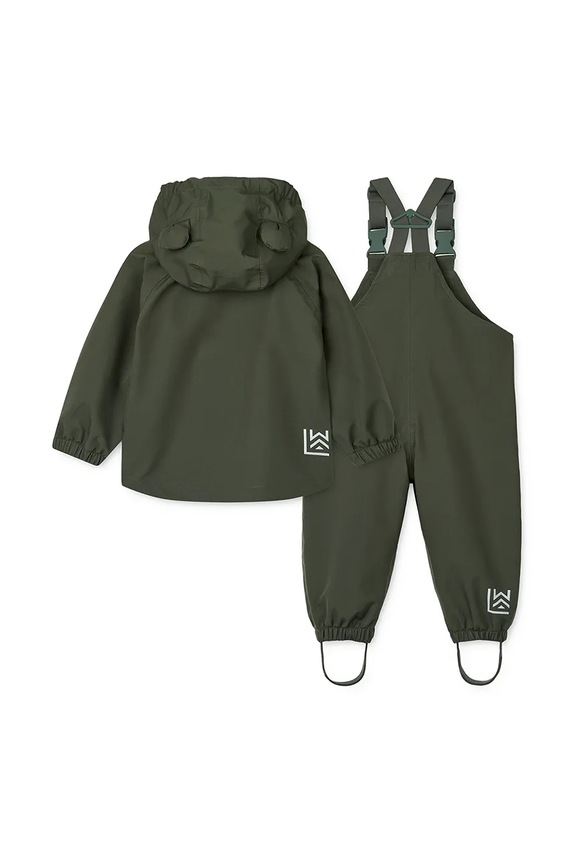 Liewood kurtka i spodnie niemowlęce Manu Rainwear Set LW19910.9BYA zielony AW25