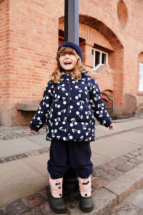 Otroška jakna Liewood Anemone Long Jacket S kapuco mornarsko modra LW20194.9BYA