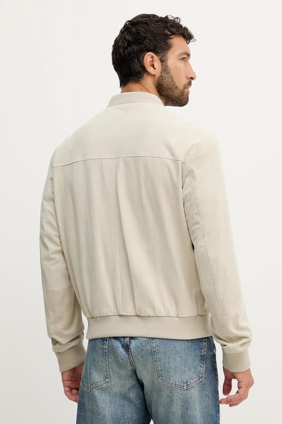 BOSS kurtka bomber zamszowa BECKHAM X BOSS beżowy 50549074