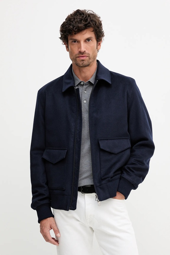 Vunena jakna BOSS BECKHAM X BOSS vuna mornarsko plava 50555817