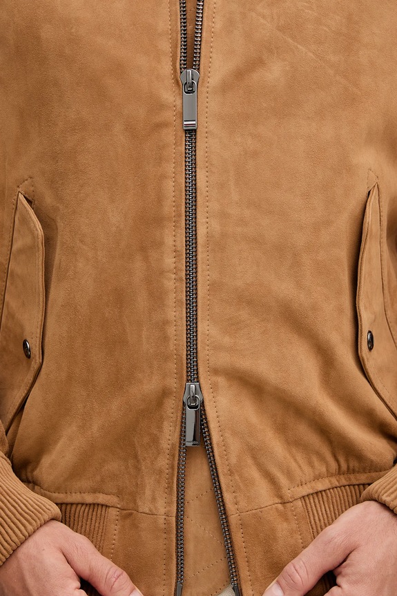 Semišová bunda bomber Tommy Hilfiger MW0MW40558 béžová