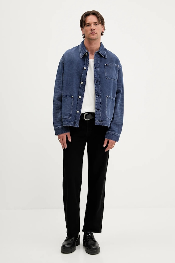 Košeľové sako Tommy Jeans DM0DM21833 tmavomodrá AW25