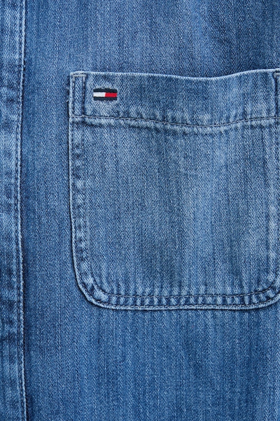 Tommy Jeans geacă cu aspect de cămașă DM0DM21241 albastru