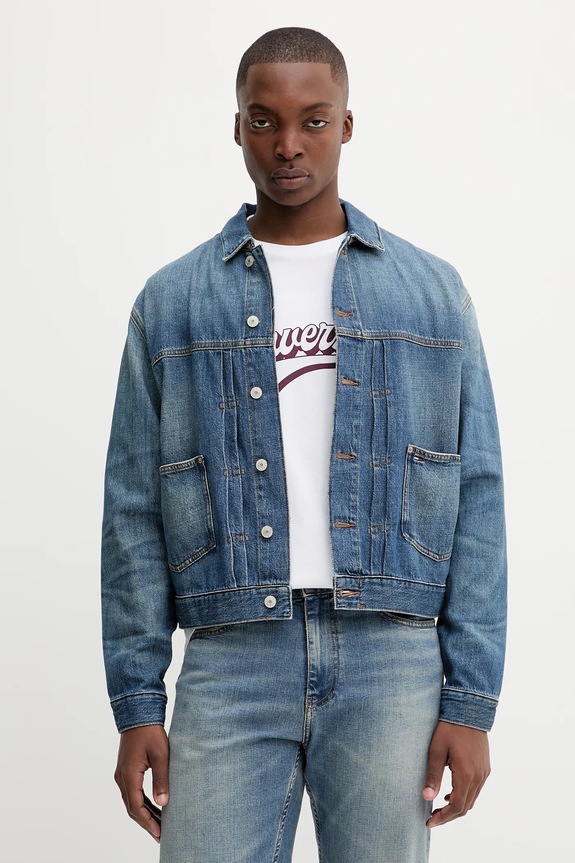 Odzież Tommy Jeans kurtka jeansowa DM0DM21724 niebieski