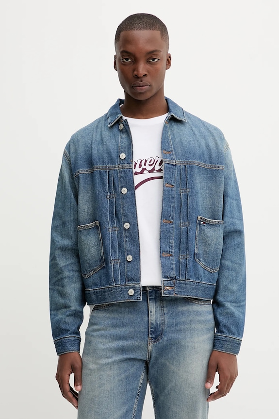 Odzież Tommy Jeans kurtka jeansowa DM0DM21724 niebieski