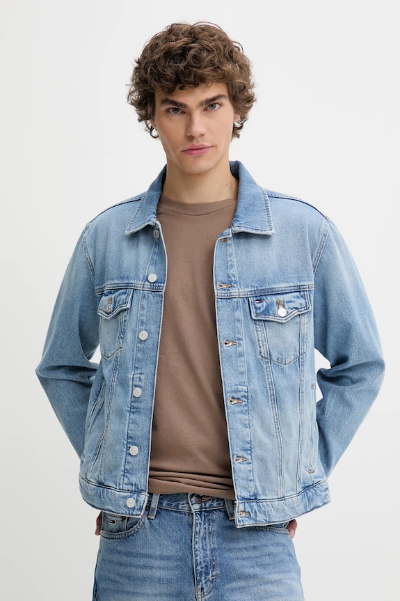Džínová bunda Tommy Jeans riflovina modrá DM0DM21916