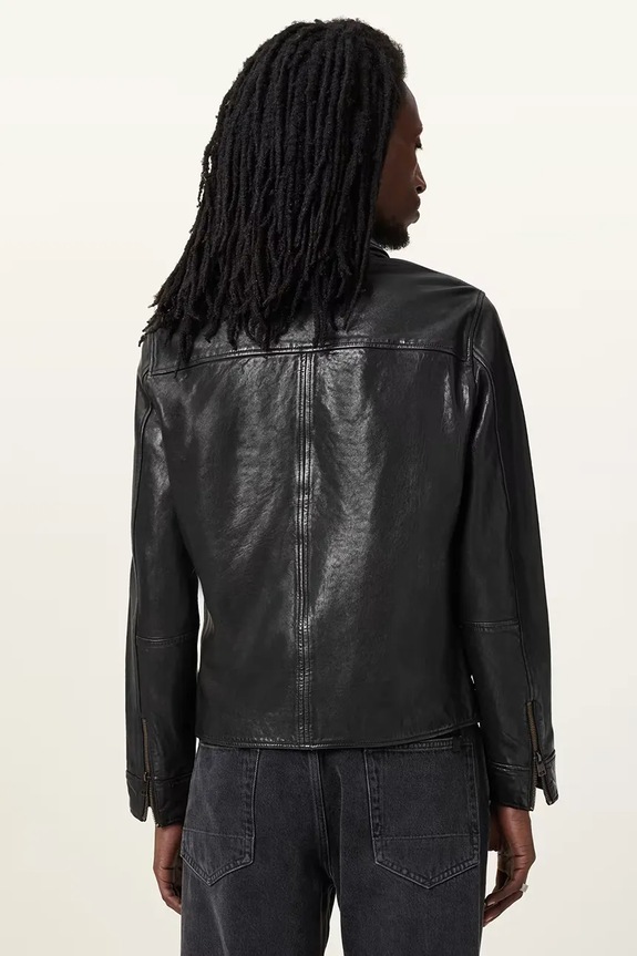 Kožená bunda AllSaints MILLER čierna M009LA