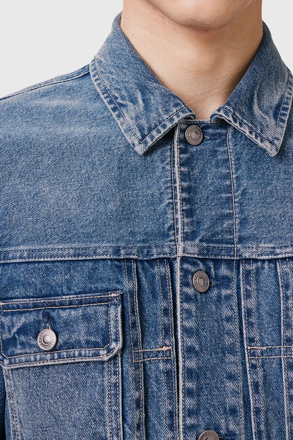 Îmbrăcăminte AllSaints geacă de blugi pentru bărbați din bumbac EXILE M030OC albastru