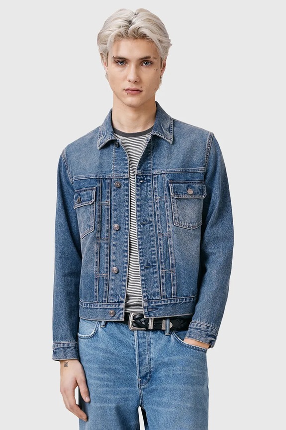 AllSaints geacă de blugi pentru bărbați din bumbac EXILE M030OC albastru