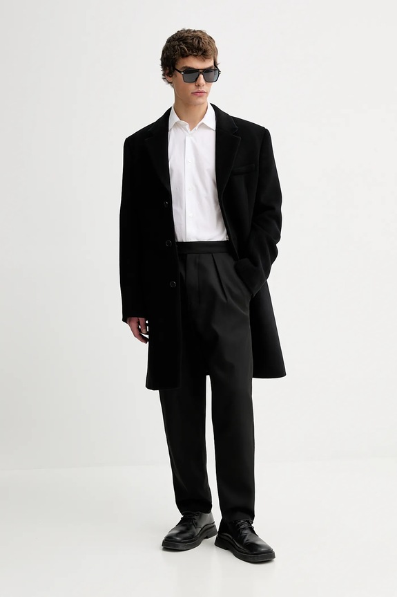 Παλτό με προσθήκη μαλλιού Filippa K 31659.FK μαύρο AW25