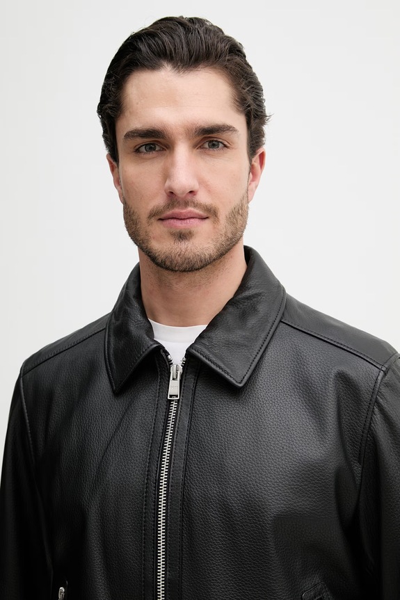 Kožna jakna BOSS H-Mapson4 50543214 crna