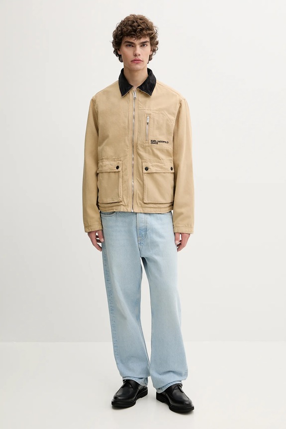 Βαμβακερό μπουφάν Karl Lagerfeld Jeans A3M14058 μπεζ AW25