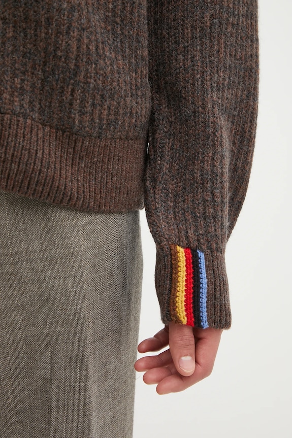 Μάλλινη ζακέτα Barbour x Paul Smith Knit Bomber καφέ MKN1695RU71