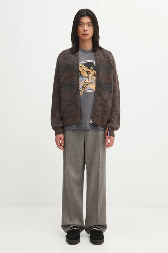 Μάλλινη ζακέτα Barbour x Paul Smith Knit Bomber MKN1695RU71 καφέ