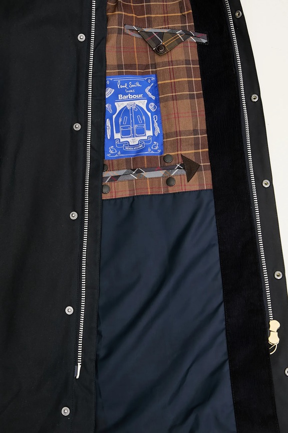 Pamučna jakna Barbour x Paul Smith Beeston Wax MWX2514NY51 mornarsko plava
