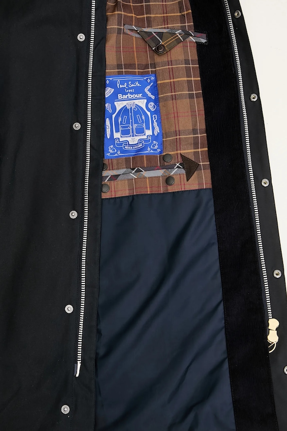 Pamučna jakna Barbour x Paul Smith Beeston Wax MWX2514NY51 mornarsko plava