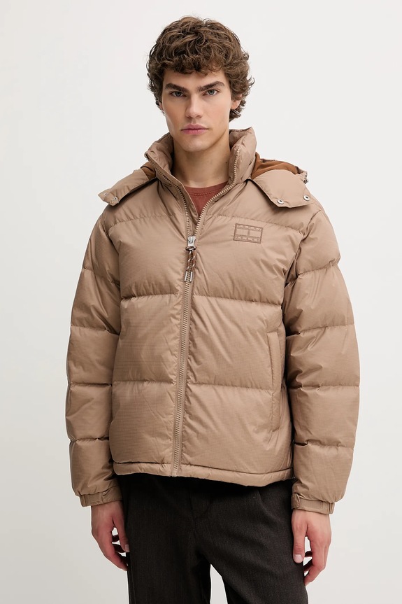 Pernata jakna Tommy Jeans Planet friendly smeđa DM0DM22036