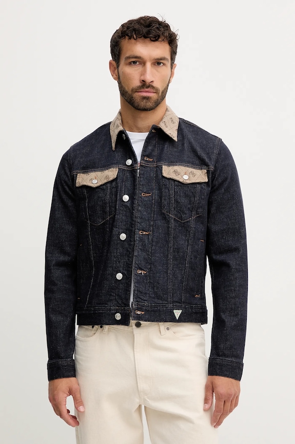 Guess geacă jeans DILLON necaptusit bleumarin M5YXN1.D5QC2