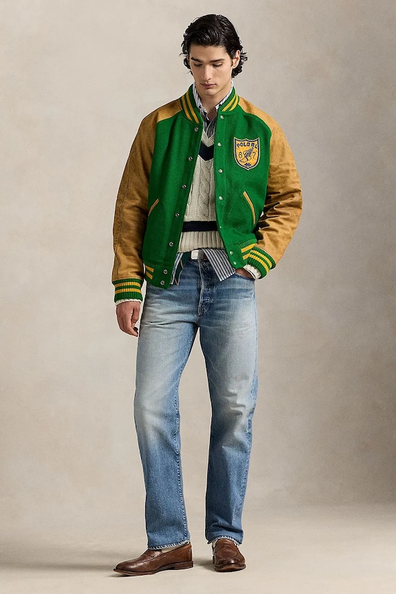 Odzież Polo Ralph Lauren kurtka Lttrmn Jkt Lined 710970577 zielony