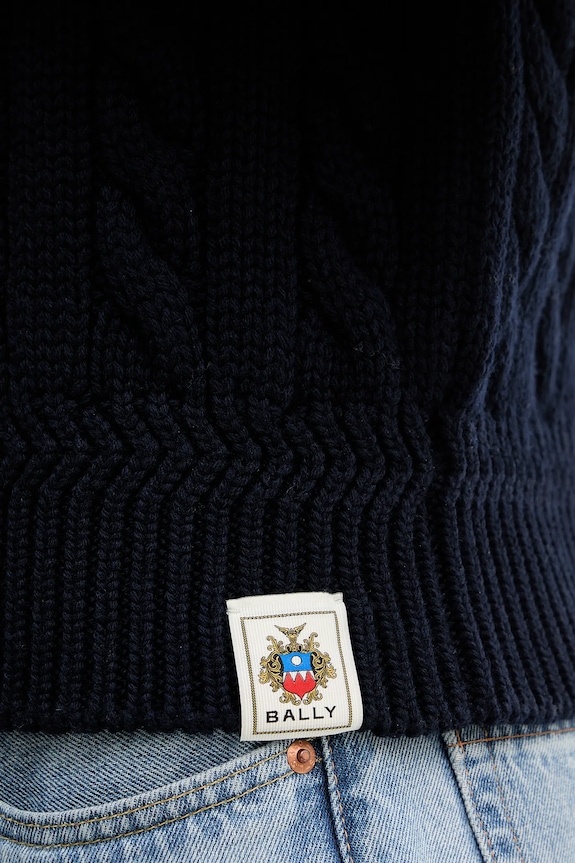 Vuneni pulover Bally MKN07V mornarsko plava