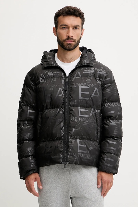 EA7 Emporio Armani rövid kabát szigetelt fekete AF15969.7M000697