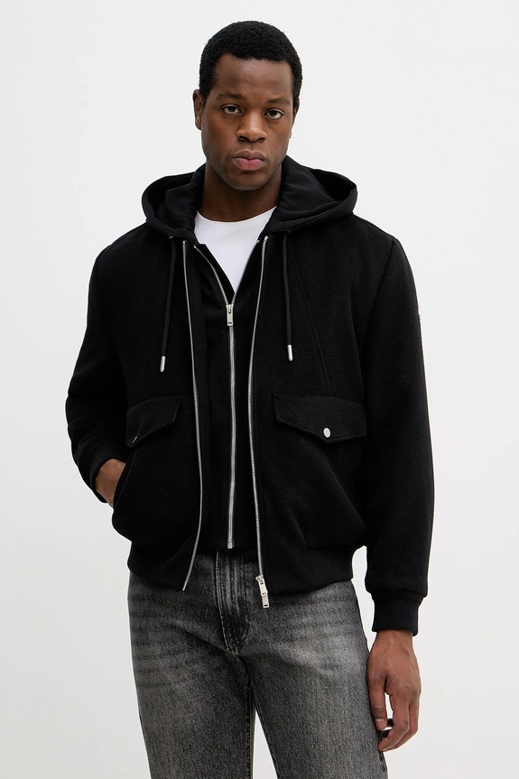 Μπουφάν με προσθήκη μάλλινου υφάσματος MOOSE KNUCKLES ELINGTON oversize μαύρο M35MW404