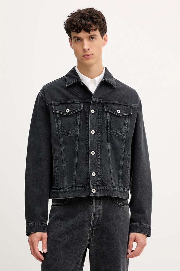 Kenzo kurtka jeansowa bez kaptura czarny FF65DV3026C4