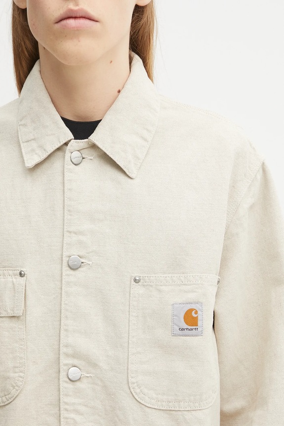 Carhartt WIP kurtka z lnem Walter Chore beżowy I035552.502