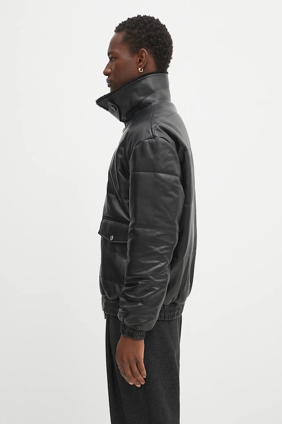 Drôle de Monsieur leather jacket Le Blouson Cuir PERM.CT109.LH001 black AW25