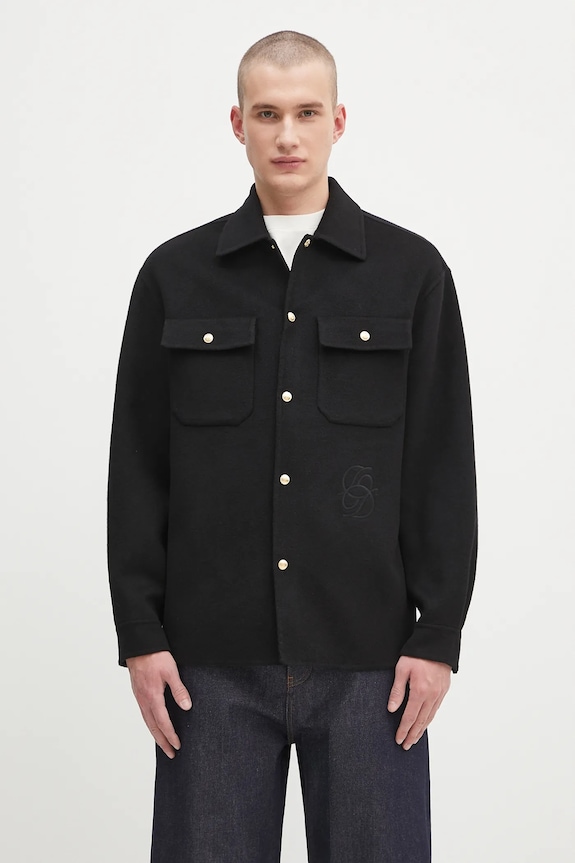 Вовняна куртка Drôle de Monsieur La Surchemise Laine без капюшона чорний H.JT254.WO031