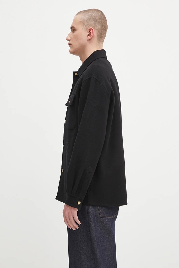 Μάλλινο μπουφάν Drôle de Monsieur La Surchemise Laine H.JT254.WO031 μαύρο AW25