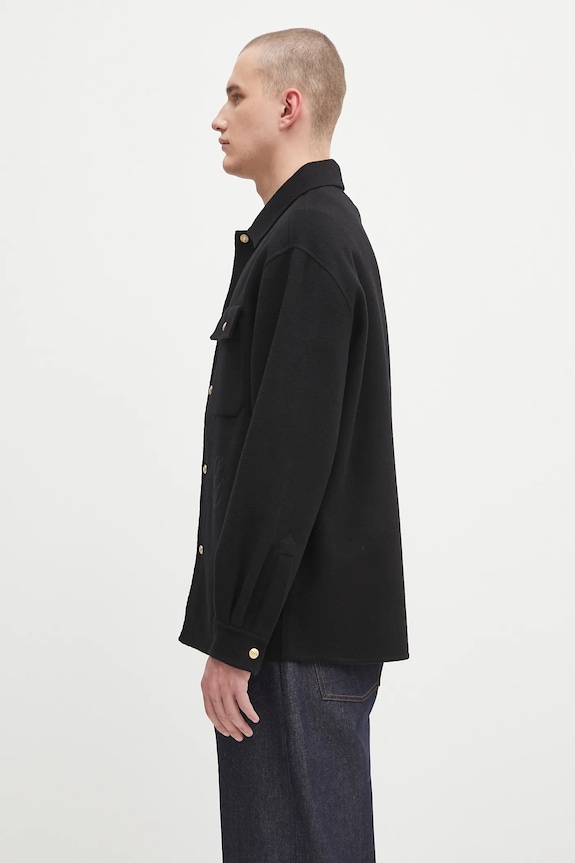 Вовняна куртка Drôle de Monsieur La Surchemise Laine H.JT254.WO031 чорний AW25