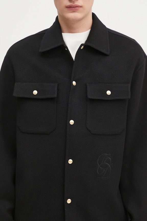 Μάλλινο μπουφάν Drôle de Monsieur La Surchemise Laine μαύρο H.JT254.WO031