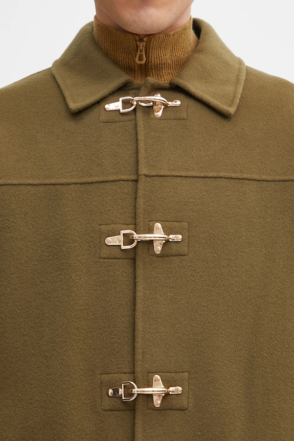 Пальто з додаванням вовни Drôle de Monsieur La Veste Caban зелений I.JT248.WO042