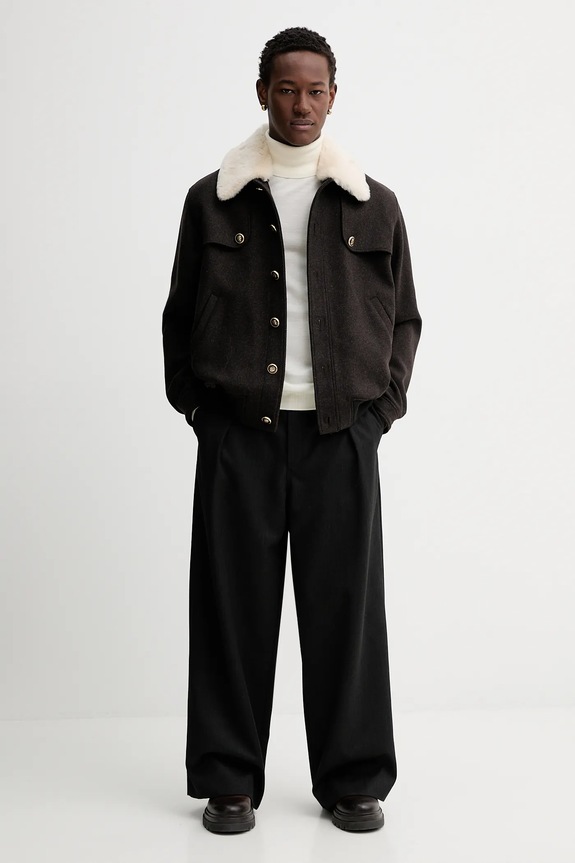 Bunda s prímesou vlny Drôle de Monsieur Le Blouson Laine I.JT242.WO043 hnedá AW25