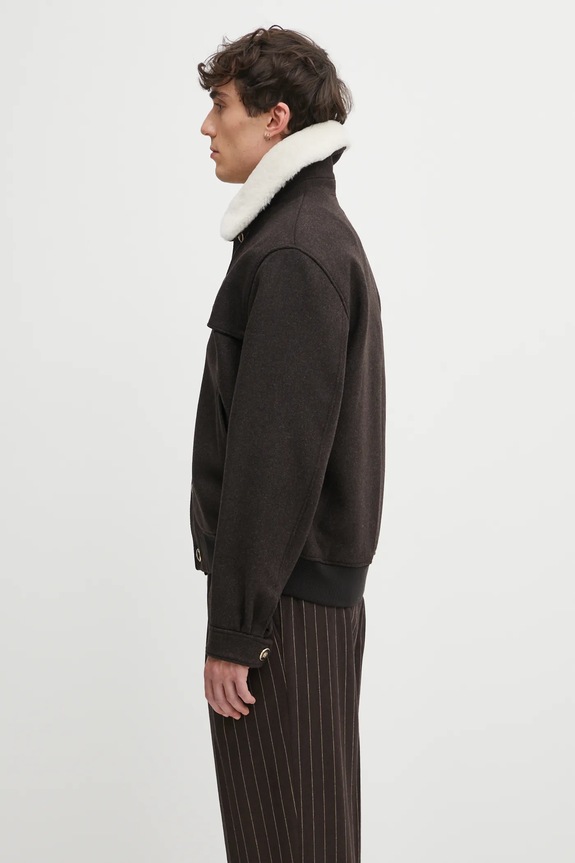 Drôle de Monsieur jacket with wool Le Blouson Laine I.JT242.WO043 brown AW25