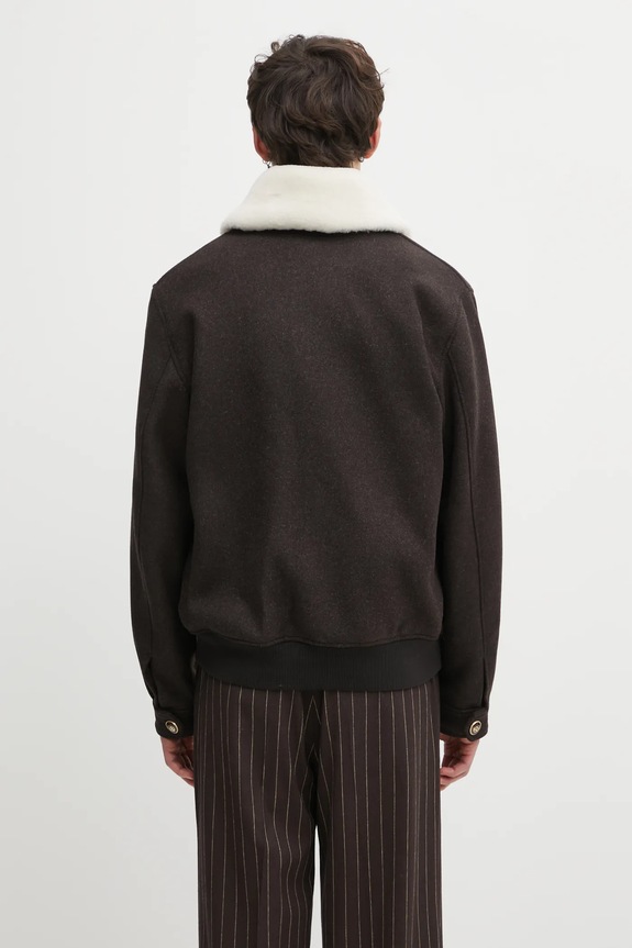Clothing Drôle de Monsieur jacket with wool Le Blouson Laine I.JT242.WO043 brown